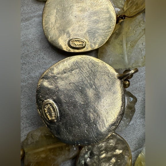 Kenneth Jay Lane Gold Disc & Citrine Necklace & Bracelet Set - Picture 6 of 9